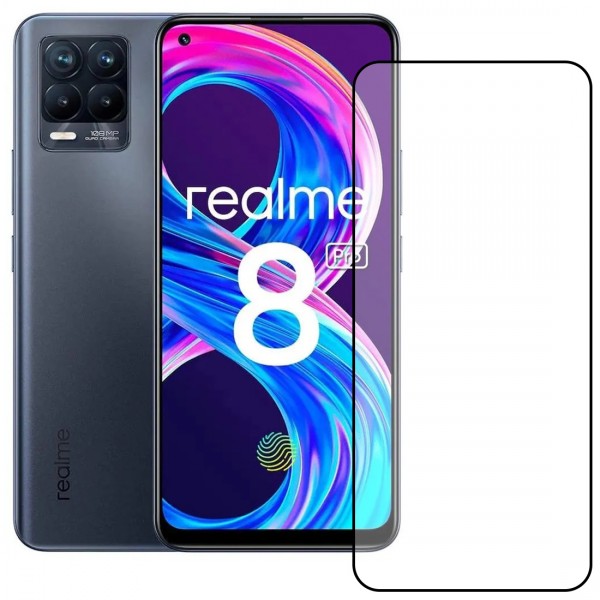 Bufalo Realme 8 / 8 Pro Ekran Koruyucu 5D Temperli Cam Siyah…