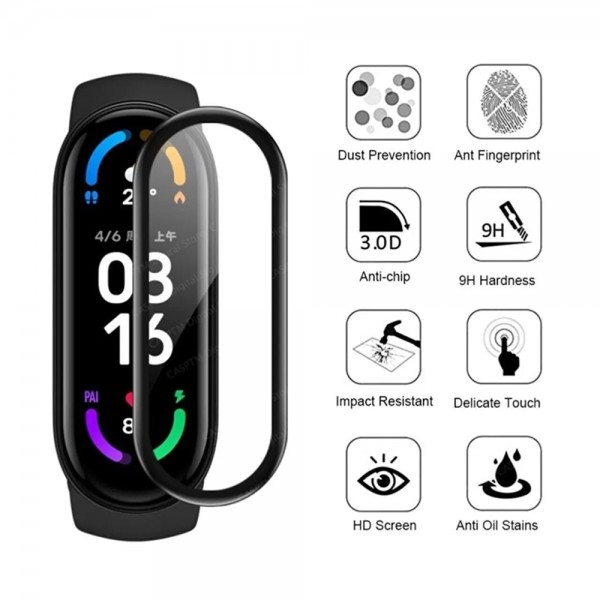 Bufalo Xiaomi Mi Band 5 Ekran Koruyucu 3D Kavisli PMMA Nano Siyah Çerçev…