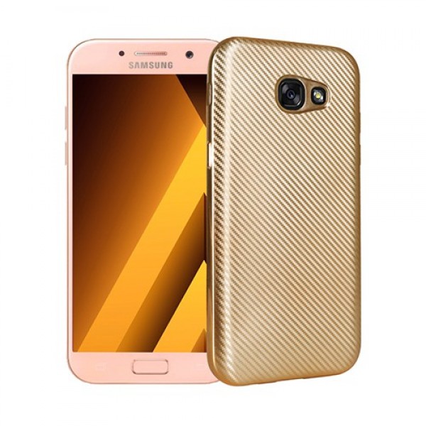 FitCase Galaxy A3 2017 (A320) Elektroliz Carbon Desen Arka Kapak Gold…