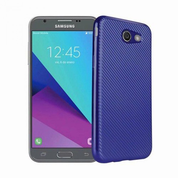 FitCase Galaxy J3 2017 Elektroliz Carbon Desen Arka Kapak Lacivert…