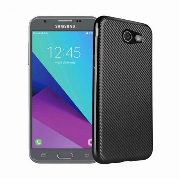 FitCase Galaxy J3 2017 Elektroliz Carbon Desen Arka Kapak Siyah…