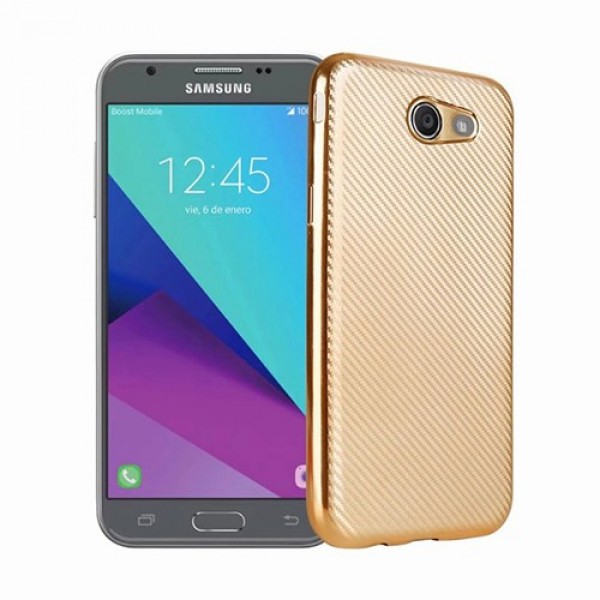 FitCase Galaxy J5 2017 Elektroliz Carbon Desen Arka Kapak Gold…