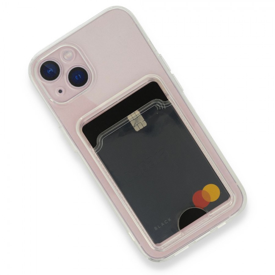 FitCase iPhone 13 Kılıf Cardy Şeffaf Kartlık Cepli Kapak