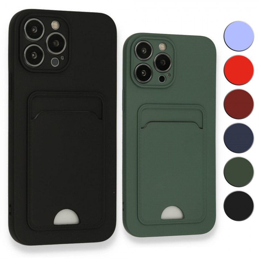 FitCase iPhone 13 Pro Cardy Soft Delikli Kartlık Cepli Silikon Kapak