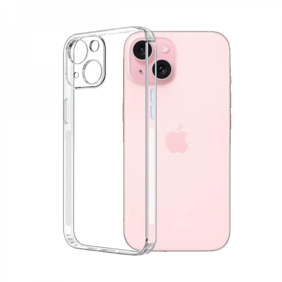 FitCase iPhone 15 Plus Kılıf Kamera Korumalı Silikon Şeffaf Arka Kapak