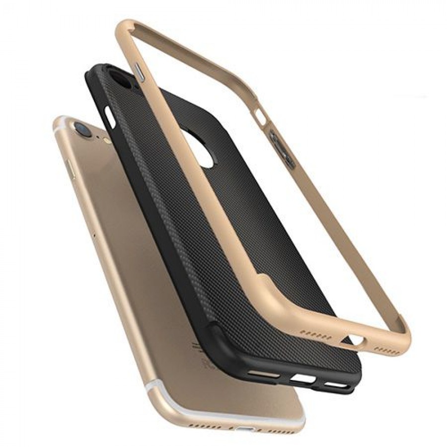 FitCase iPhone 7-8 2in1 Carbon Desen Arka Kapak Gold