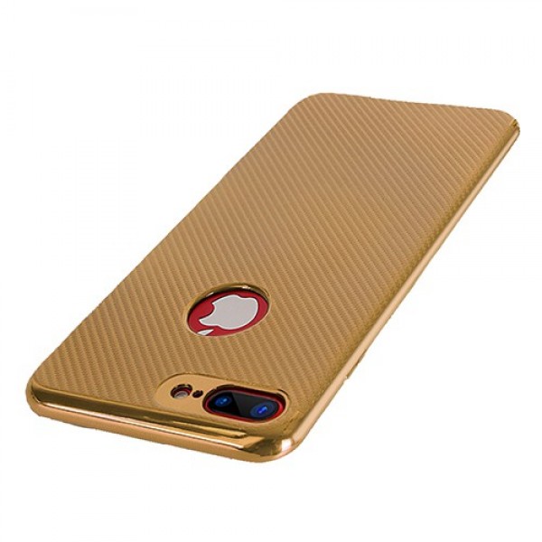 FitCase iPhone 7-8 Plus Elektroliz Carbon Desen Arka Kapak Gold…