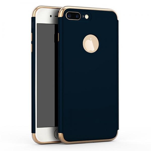 FitCase iPhone 7 Plus / 8 Plus Kılıf Golden Frame Arka Kapak Lacivert…