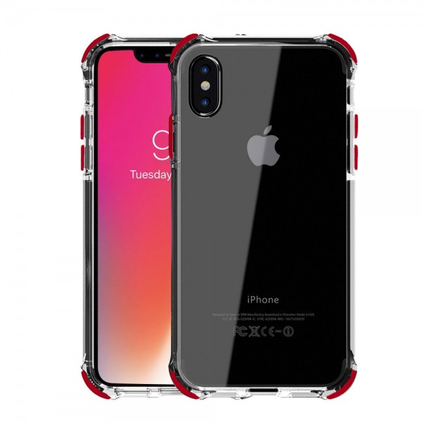 FitCase iPhone Xs Max Anti Shock Darbe Koruyucu Silikon Arka Kapak Kırmı…