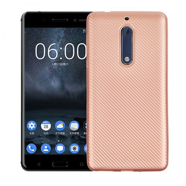 FitCase Nokia 5 Carbon Desen Arka Kapak Rose Gold…