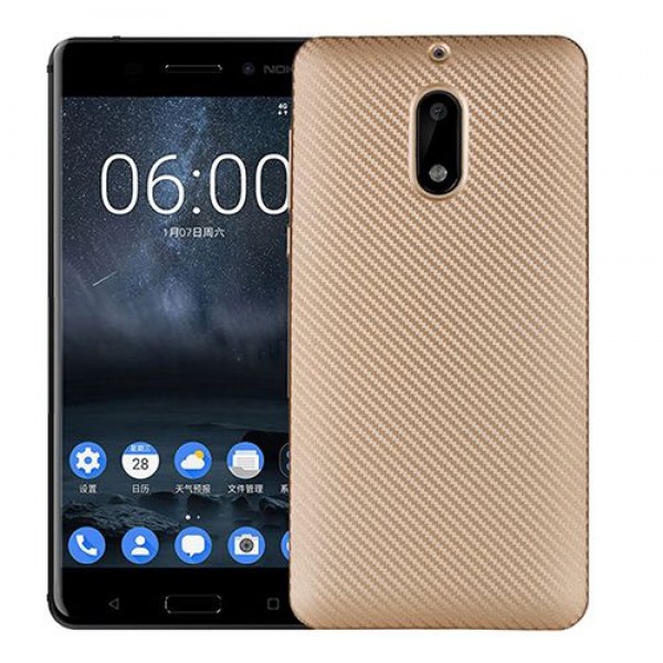 FitCase Nokia 6 Carbon Desen Arka Kapak Gold…