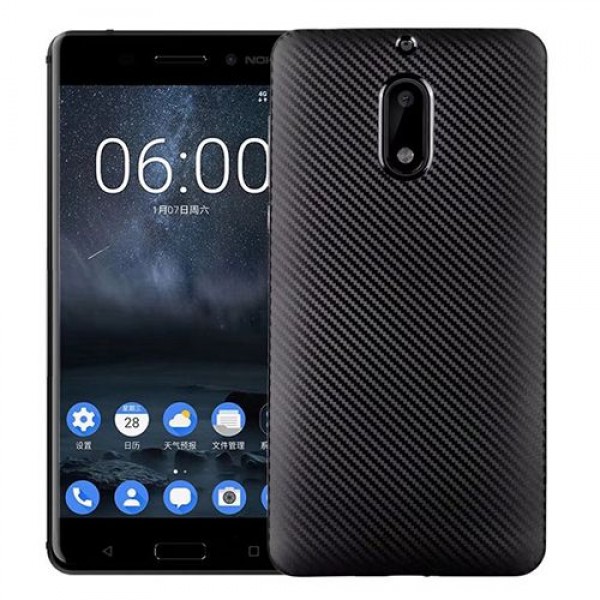 FitCase Nokia 6 Carbon Desen Arka Kapak Siyah…