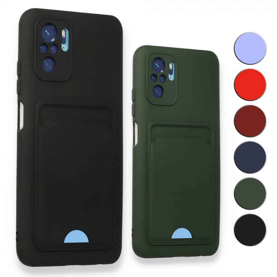 FitCase Xiaomi Redmi Note 10 / 10S Cardy Soft Delikli Kartlık Cepli Silikon Kapak