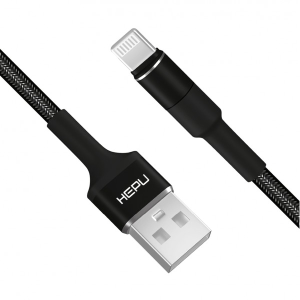 HEPU HP-416 Solid USB - iPh Lightning QC3.0 3.1A Şarj Kablosu 1mt Siyah…