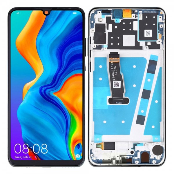 Huawei P30 Lite 64GB LCD Ekran Dokunmatik Çıtalı Servis Orj - Siyah