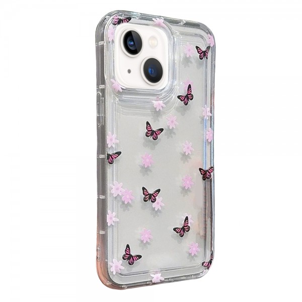 iPhone 14 / iPhone 13 Çiçekli Butterfly Seri Silikon Kapak…