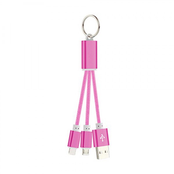 iPhone 6S-Micro USB 2 si 1 Arada Anahtarlık USB Kablo Pembe…