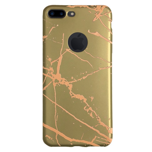 iPhone 7-8 Plus Fırça Desen Silikon Arka Kapak Gold…