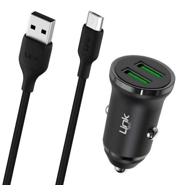 LinkTech C481e 12W 2x USB + Micro USB Kablo Araç İçi Şarj Aleti Set Si…