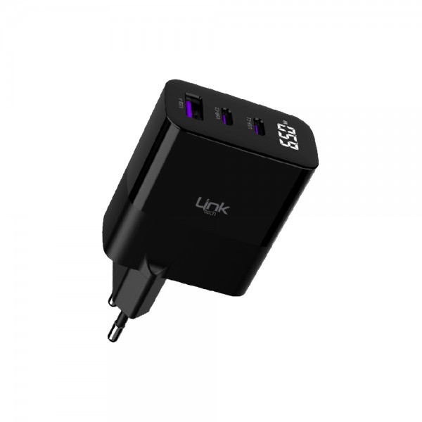 LinkTech G852 Premium 65W PD GaN3 1xUSB + 2x USB-C Şarj Adaptörü (Başl…