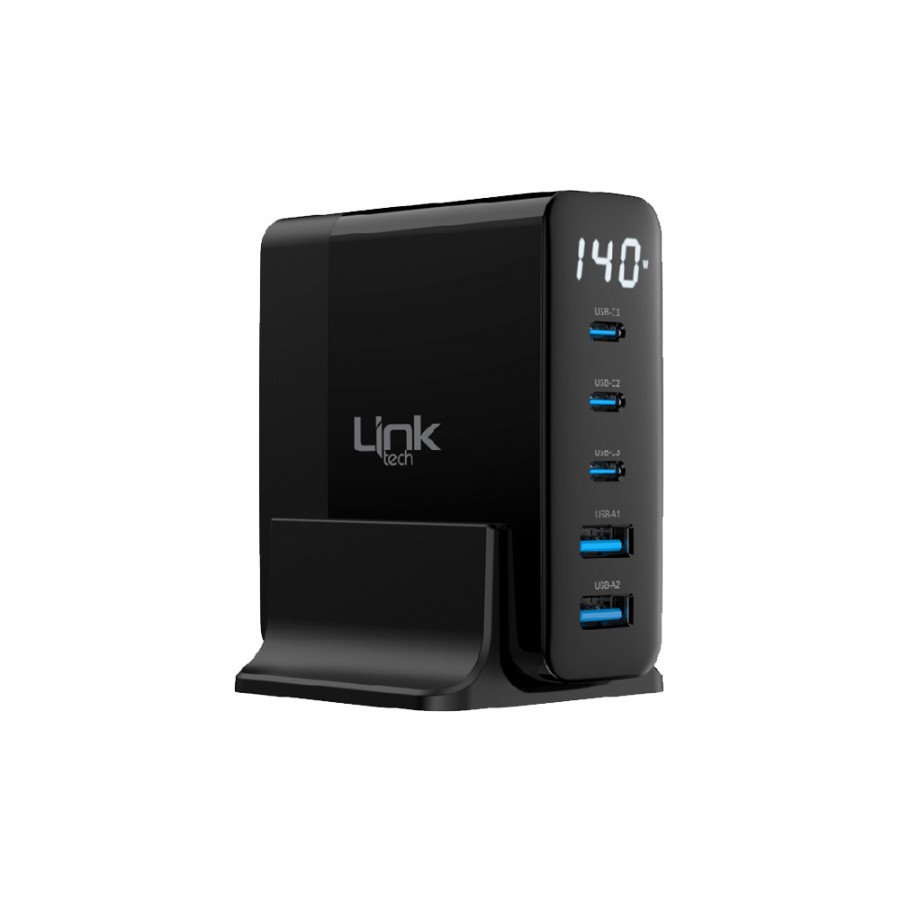 LinkTech G862 Premium 100W 3x PD+2 USB GaN Şarj Adaptörü Super SI