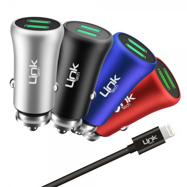 LinkTech M582 12W 2.4A Metal Araç Şarj Aleti ve iPh Lightning Kablo Set…