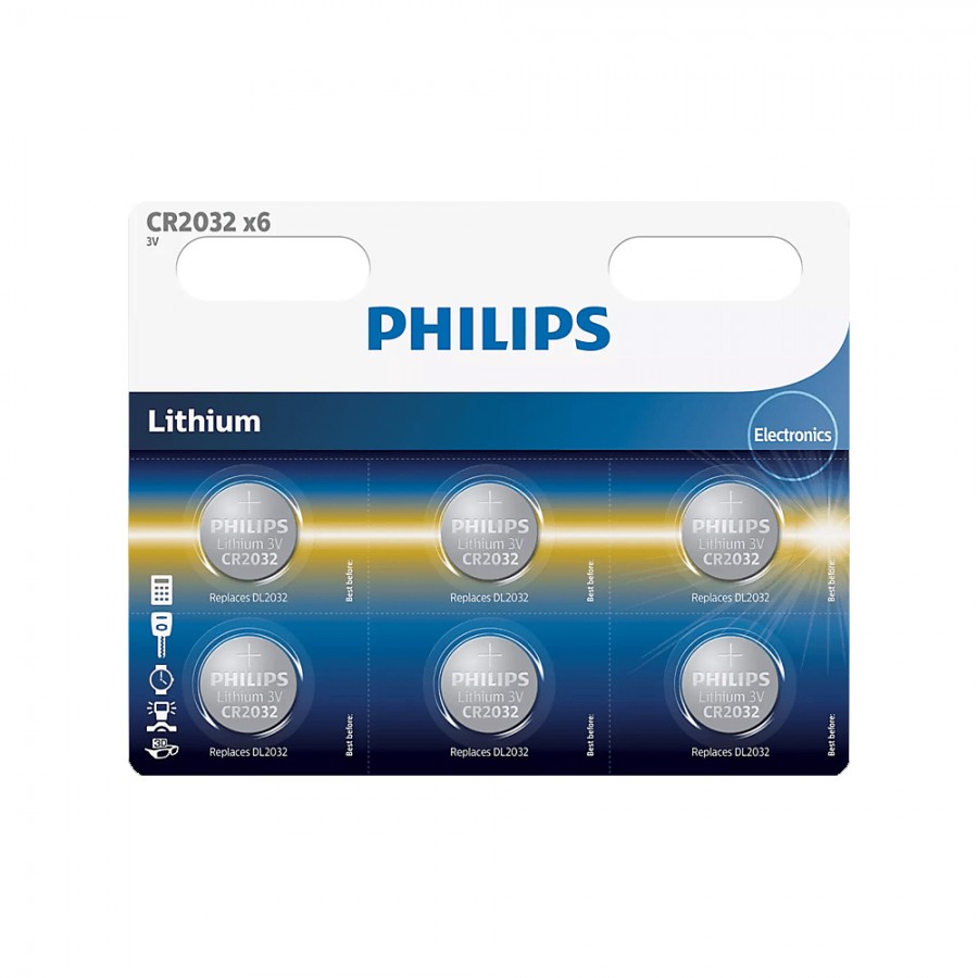 Philips CR2032 X6 Lithium Battery 3V Düğme Pil 6lı Paket