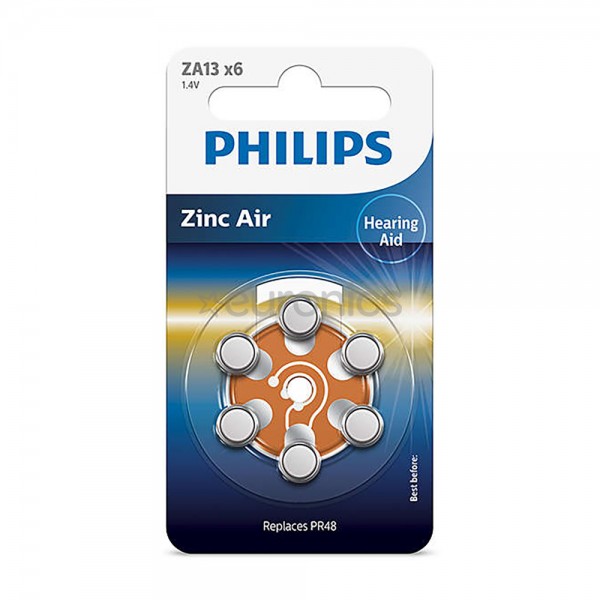 Philips ZA13 x6 PR48 İşitme Cihazı 1.4V Pil 6lı Paket 13 Numara…