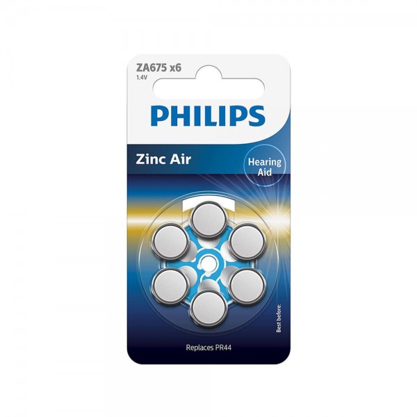 Philips ZA675 x6 PR44 İşitme Cihazı 1.4V Pil 6lı Paket 75 Numara…