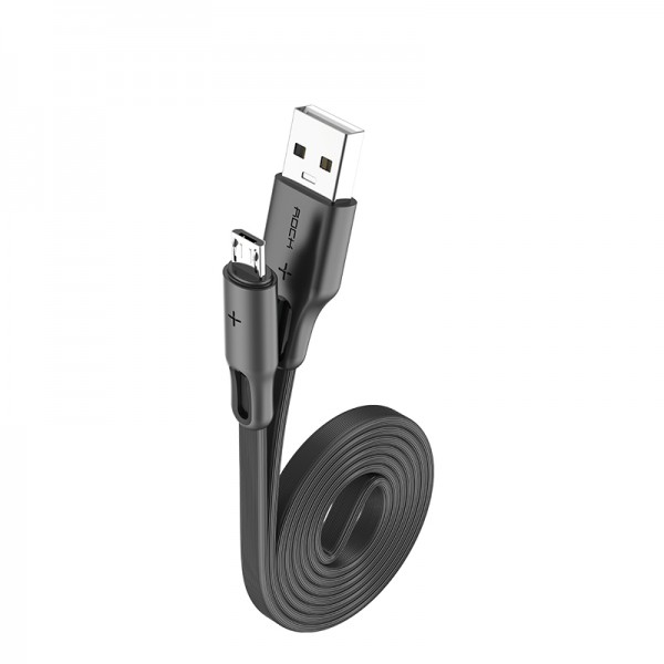 Rock S1 Micro USB Şarj ve Data Kablosu Flat Yassı 1mt 2A Siyah…