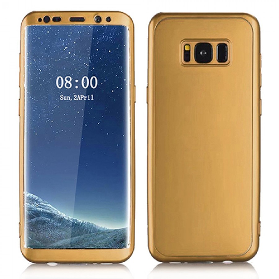 Samsung Galaxy S8 (G950) 360 Derece Slim Premium Silikon Kılıf Gold