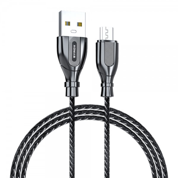 Syrox C121M Ultron Metal Örgü Micro USB Data/Şarj Kablosu 2.0A 1mt Siya…