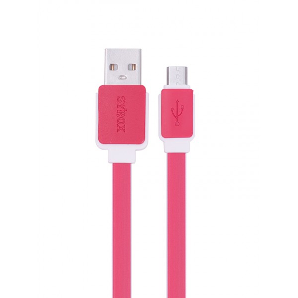 Syrox C63 Micro USB Şarj ve USB Data Kablosu Yassı 2.0A 1.2mt Kırm…