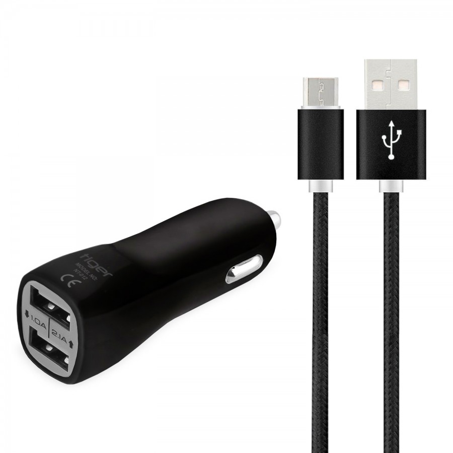 Tiger Araç Şarj Aleti ve Micro USB Kablo Set 2.1A Siyah NT-012