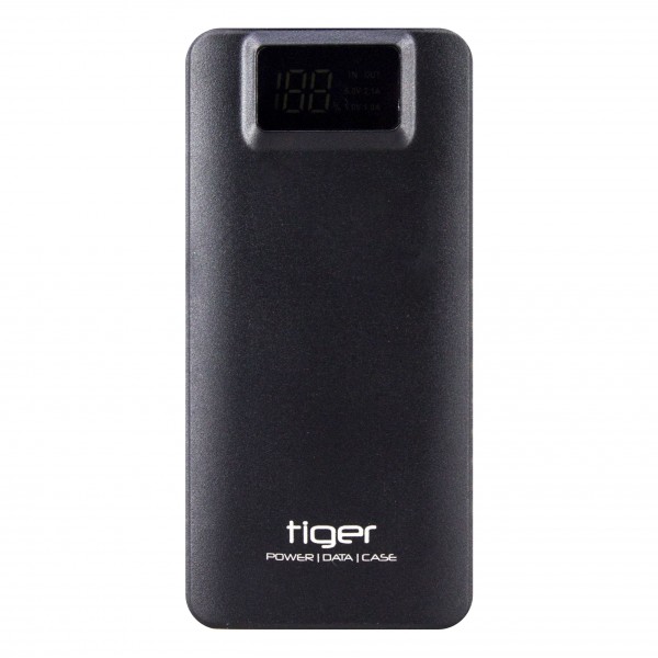 Tiger Powerbank Yedek Batarya Ekranlı Metal Kasa 8000 mAh S22 Siyah